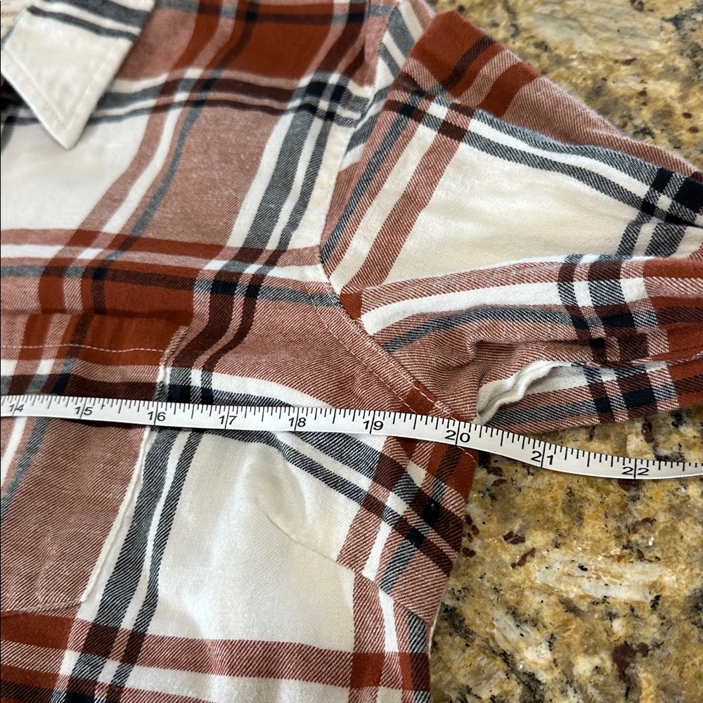 Weatherproof Vintage Rust, Navy and White Plaid Button Down Flannel Shirt - Picture 6 of 7